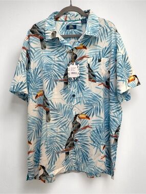 Havana Jim Toucan Tropical Hawaiian Button Up Shirt Size XXL NWT